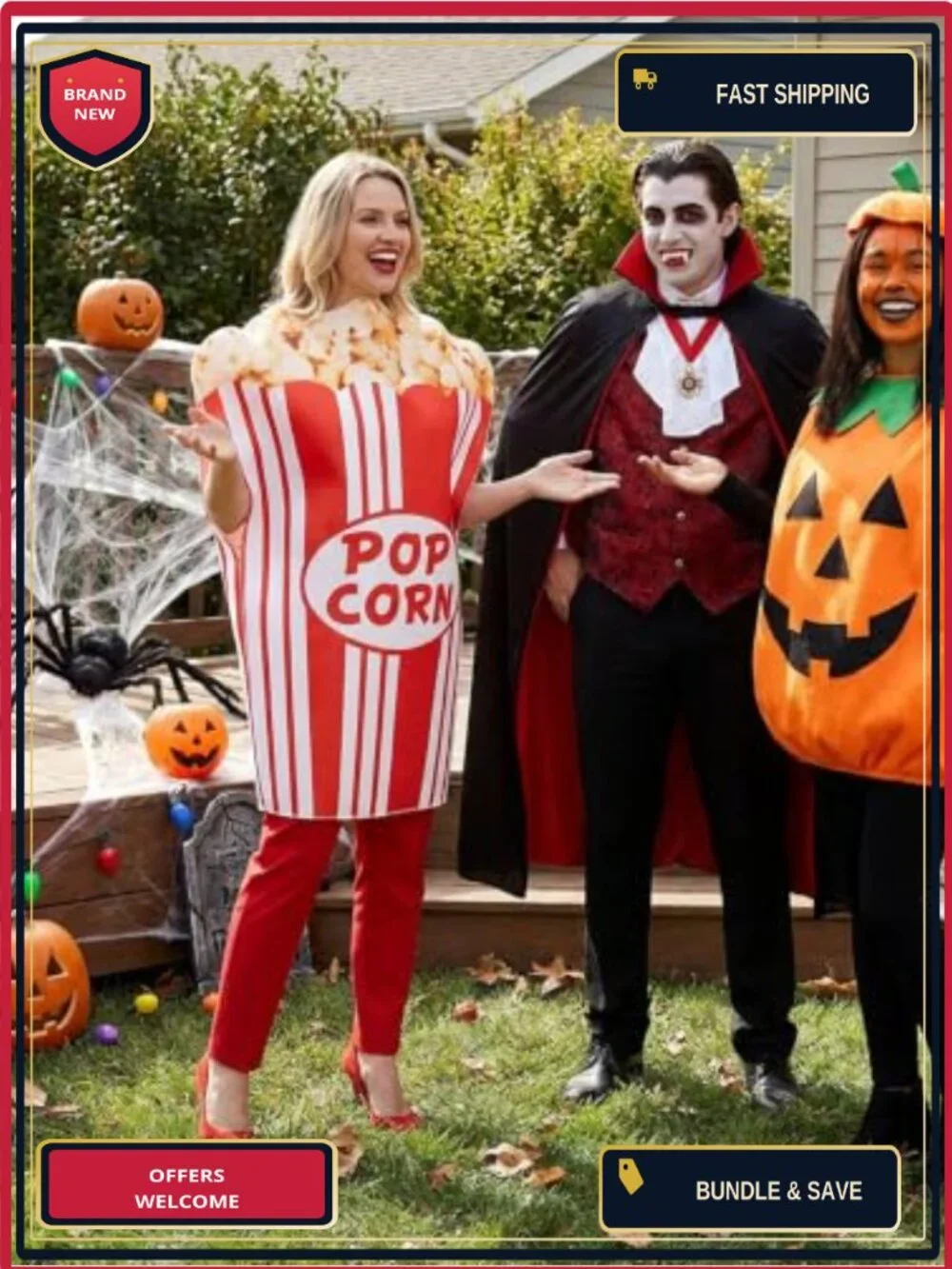 Popcorn Funny Costume Halloween Party Movie Night Carnival